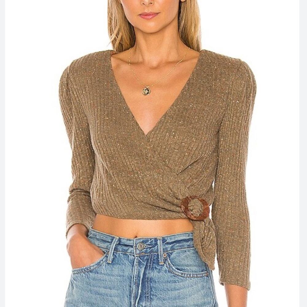 Majorelle Damien Wrap Mocha Brown Ribbed Sweater size small